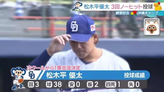 中日・松木平優太が「ベストボール」と振り返った1球【動画】