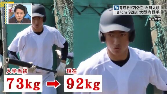 中日育成ドラフト2位・石川大峨、高校入学後に大幅増量に成功する