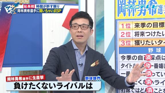 CBC・若狭敬一アナ「石川昂弥と自分の位置というのはどう感じています？」 → 中日・岡林勇希選手の答えに若狭アナが驚く