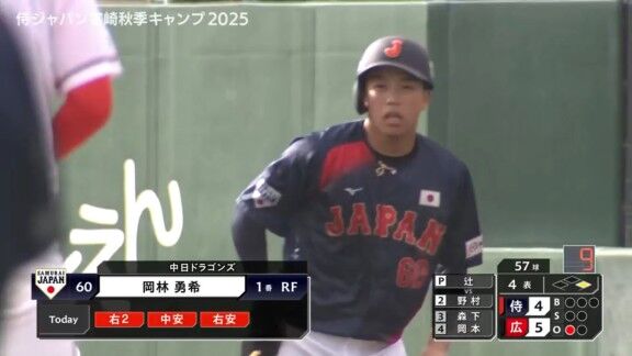 中日・岡林勇希、シーズン終盤4試合連続猛打賞の勢いそのままに侍ジャパンでも4回までで3安打猛打賞！！！