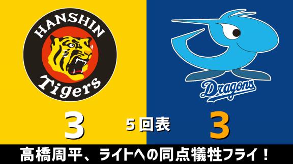 9月29日(火)　セ・リーグ公式戦「阪神vs.中日」　スコア速報