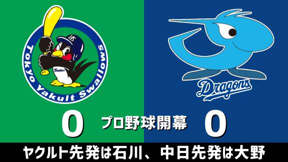 6月19日(金)　セ・リーグ開幕戦「ヤクルトvs.中日」　スコア速報