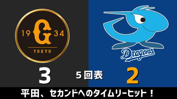 8月30日(日)　セ・リーグ公式戦「巨人vs.中日」　スコア速報