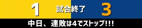 5月2日(火)　セ・リーグ公式戦「阪神vs.中日」【試合結果、打席結果】　中日、3-1で勝利！！！　初回3得点！！！投手陣で逃げ切り連敗ストップ！！！福谷浩司が今季2勝目！！！