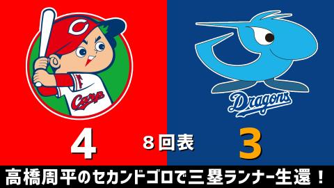 3月26日(金)　セ・リーグ開幕戦「広島vs.中日」【試合結果、打席結果】　中日、開幕戦は7-6で大逆転勝利！！！