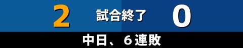 6月12日(日)　セ・パ交流戦「日本ハムvs.中日」【試合結果、打席結果】　中日、0-2で敗戦…　打線が援護できず完封負け、6連敗に…