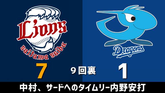 6月7日(日)　練習試合「西武vs.中日」　スコア速報