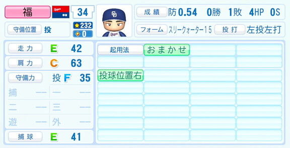中日・福敬登、『パワプロ2026』6月11日(木)アップデートでの選手能力査定・紹介文は…?