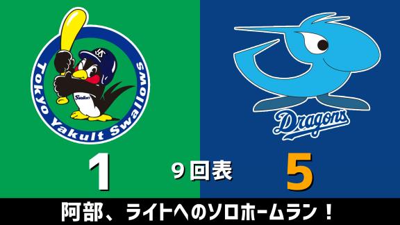 10月25日(日)　セ・リーグ公式戦「ヤクルトvs.中日」　スコア速報