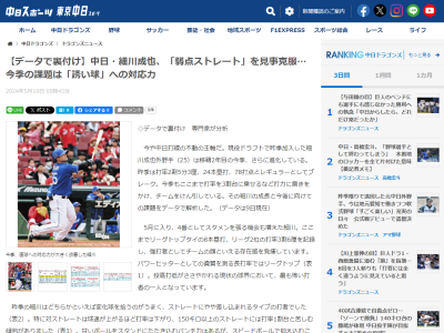 中日・細川成也、速球が打てるようになる