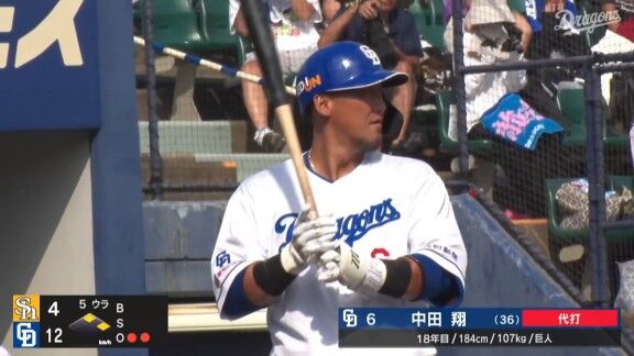 中日・中田翔「内容はどうであれ、声援がありがたかった。まずは1打席立てて良かった」