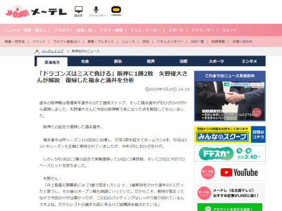 矢野燿大さん、中日・福永裕基の今後の起用法について言及する