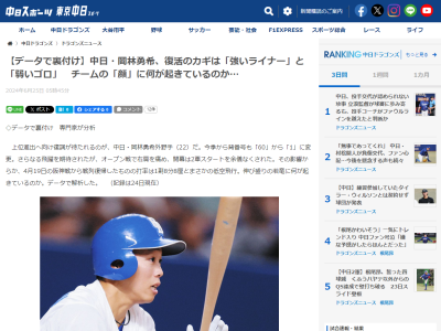 データスタジアム社アナリストが語る、“岡林復調のサイン”