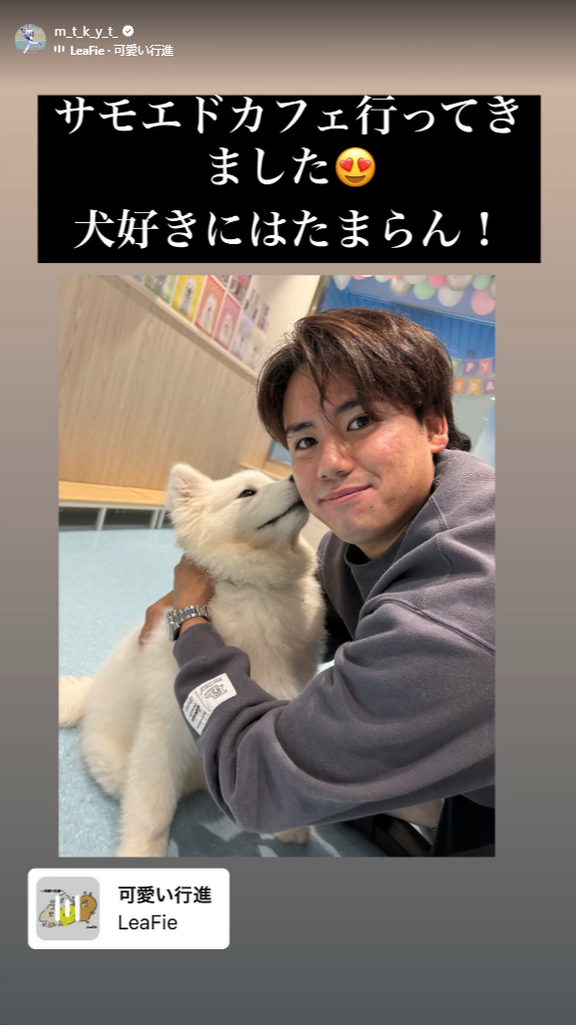 中日・松木平優太、サモエドカフェに行く