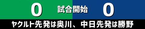 6月20日(日)　セ・リーグ公式戦「ヤクルトvs.中日」【試合結果、打席結果】　中日、1-2で敗戦…　終盤にチャンスを作るもあと1本が出ず…