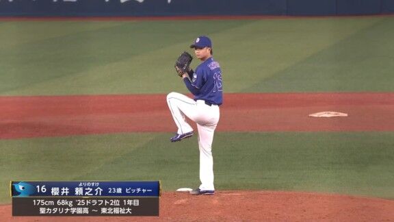 中日ドラフト2位・櫻井頼之介がガッツポーズ