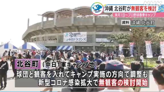 沖縄県・北谷町が春季キャンプ無観客を検討…　中日ドラゴンズは北谷町と協議へ