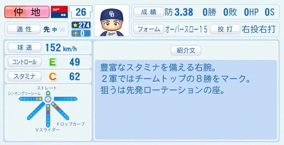 中日・仲地礼亜、『パワプロ2026』9月10日(木)アップデートでの選手能力査定は…？