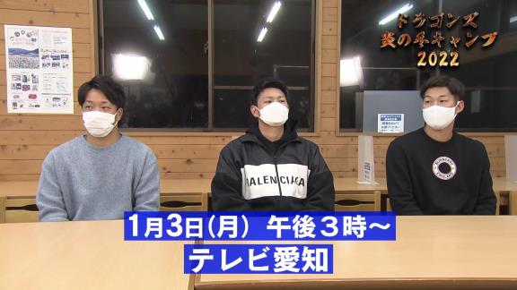 中日・柳裕也「今年のドラゴンズは！」　高橋周平「お正月から熱い！」　京田陽太「一足早い“キャンプイン”で！」　木下拓哉「頂点を目指します！」