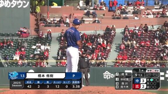 中日・橋本侑樹、試合を締める！！！　最後はリプレーセンタージャッジで判定が覆る