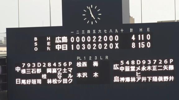 7月31日(土)　ファーム公式戦「中日vs.広島」【試合結果、打席結果】　中日2軍、8-4で勝利！　打線爆発！15安打8得点で打ち勝ち連敗ストップ！！！