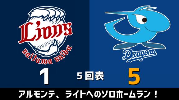 6月5日(金)　練習試合「西武vs.中日」　スコア速報