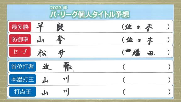 井端弘和さん、『2023年セ・パ主要タイトル』を予想する　中日からは…