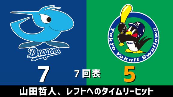 9月23日(水)　セ・リーグ公式戦「中日vs.ヤクルト」　スコア速報