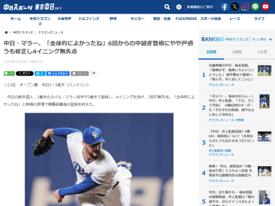 中日新助っ人・マラー、開幕に向けてコメント