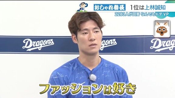 中日・上林誠知、ファッションへの意識を明かす