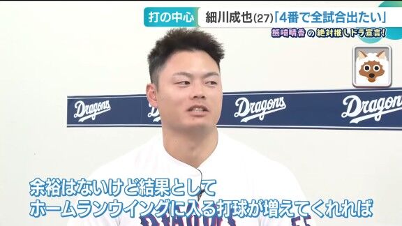 中日・細川成也、バンテリンドーム『ホームランウイング』設置の効果を明かす