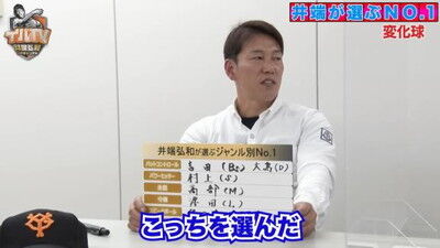 井端弘和さんが選ぶ『プロ野球 ジャンル別No.1』　変化球部門1位として中日投手の名前を挙げる