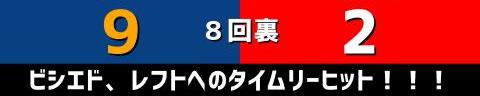 7月8日(金)　セ・リーグ公式戦「中日vs.広島」【試合結果、打席結果】　中日、9-2で勝利！　17安打9得点！投打ガッチリ噛み合い快勝！連敗は3でストップ！！！