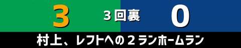 9月24日(金)　セ・リーグ公式戦「ヤクルトvs.中日」【試合結果、打席結果】　中日、0-3で敗戦…　ヤクルト投手陣から1点も奪えず完封負け…