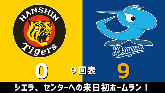 9月30日(水)　セ・リーグ公式戦「阪神vs.中日」　スコア速報