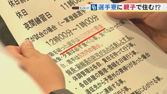 中日ドラゴンズ『昇竜館』、門限を破った選手の罰金額は…?