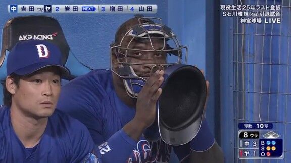 中日新助っ人・サノー、ファウルボールを警戒する