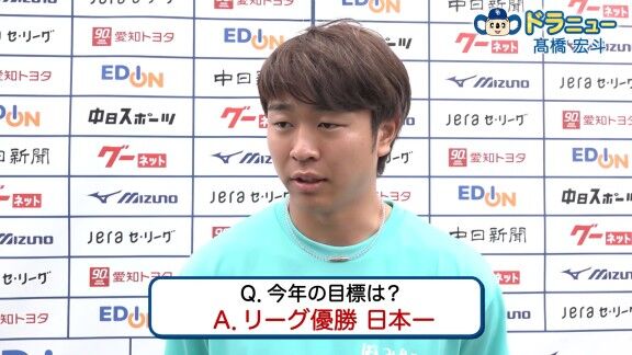 Q.今年の目標は？ → 中日・高橋宏斗の答えは…