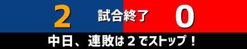 5月9日(日)　セ・リーグ公式戦「中日vs.広島」【試合結果、打席結果】　中日、2-0で勝利！　主砲の一発で先制し、完封リレーで逃げ切る！！！