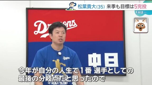 中日・松葉貴大、FA宣言した思いを語る【動画】