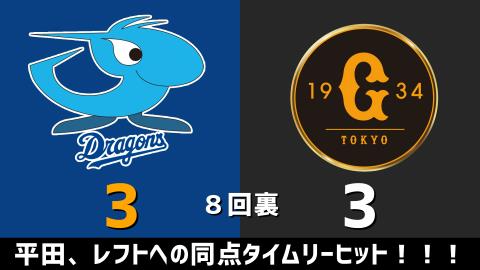 3月30日(火) セ・リーグ公式戦「中日vs.巨人」【試合結果、打席結果】 中日、バンテリンドーム開幕戦は3-3で引き分け
