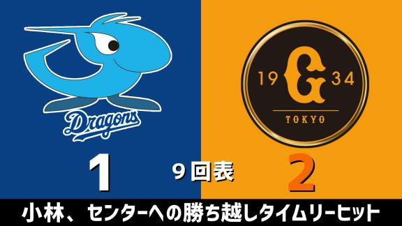 3月25日(水)　練習試合「中日vs.巨人」　スコア速報