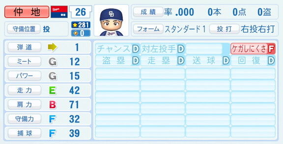 中日・仲地礼亜、『パワプロ2026』8月20日(木)アップデートでの選手能力査定は…？