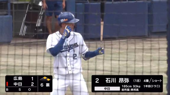 中日ドラフト1位・石川昂弥、2打席連続のタイムリーツーベースを放つ！　6月ファーム練習試合では6試合で打率.348 7打点と絶好調！【動画】