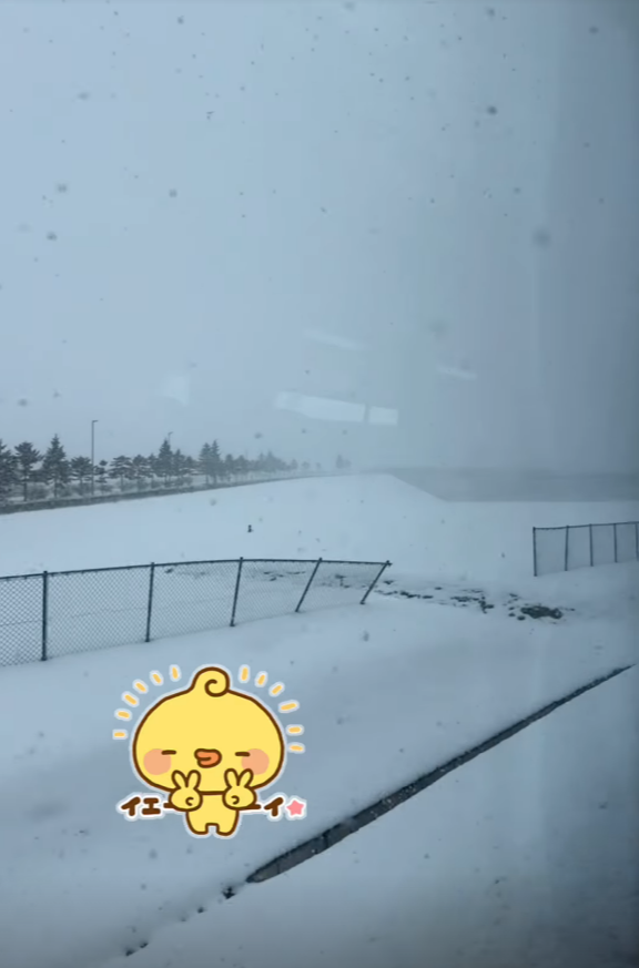 中日・カリステ、雪景色を撮影する