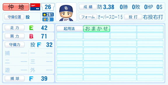 中日・仲地礼亜、『パワプロ2026』6月11日(木)アップデートでの選手能力査定・紹介文は…？