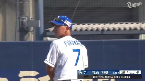 中日・福永裕基、セカンドで実戦復帰!!!