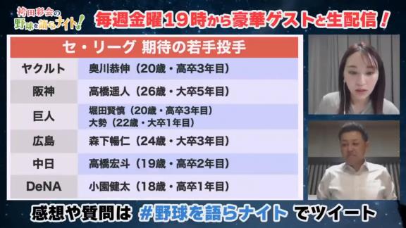 谷繁元信さんが選ぶ今季セ・リーグ『期待の若手投手 7人』『期待の若手野手 8人』