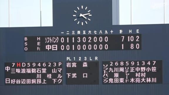 5月22日(日)　ファーム公式戦「中日vs.ソフトバンク」【試合結果、打席結果】　中日2軍、1-7で敗戦…　石川昂弥と鵜飼航丞がスタメン出場！！！