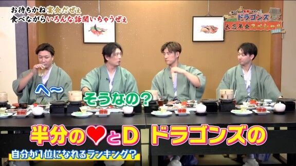 中日・上林誠知「半分の♡とDっていう意味ですよ、ドラゴンズの」 涌井秀章「Dはなんの?」 上林誠知「ドラゴンズの」 涌井秀章「(笑)」